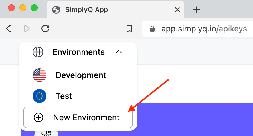 environments dropdown