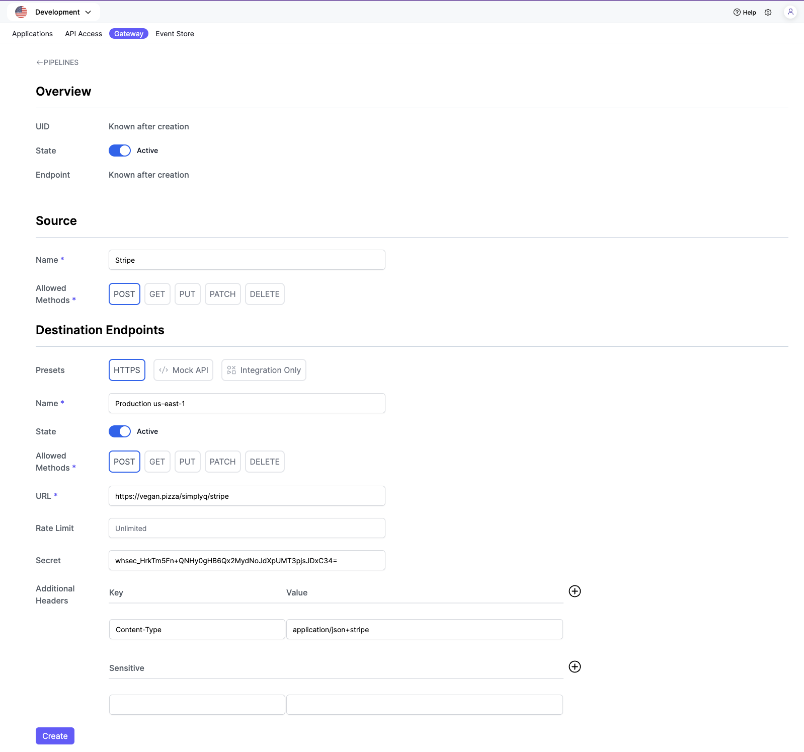 pipeline create form